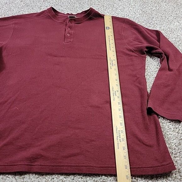 Vintage Fieldmaster Shirt Mens 2XL Burgundy Henley Ribbed Knit Long Sleeve - Picture 5 of 7